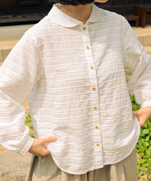 コットンレースラウンドカラーシャツアイ