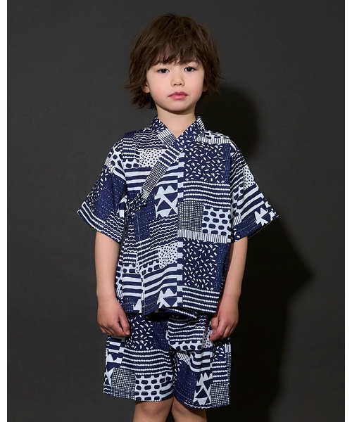 b・ROOM(ビールーム)の「【接触冷感】アソート甚平【子供服】【キッズ】【男の子】【女の子】(浴衣・キッズ・ブルーグレー/ブラウン/アイボリー/ネイビー/カラフル・100cm/130cm/110cm/120cm)」の4枚目の写真