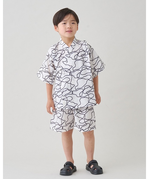 b・ROOM(ビールーム)の「【接触冷感】アソート甚平【子供服】【キッズ】【男の子】【女の子】(浴衣・キッズ・ブルーグレー/ブラウン/アイボリー/ネイビー/カラフル・100cm/130cm/110cm/120cm)」の2枚目の写真