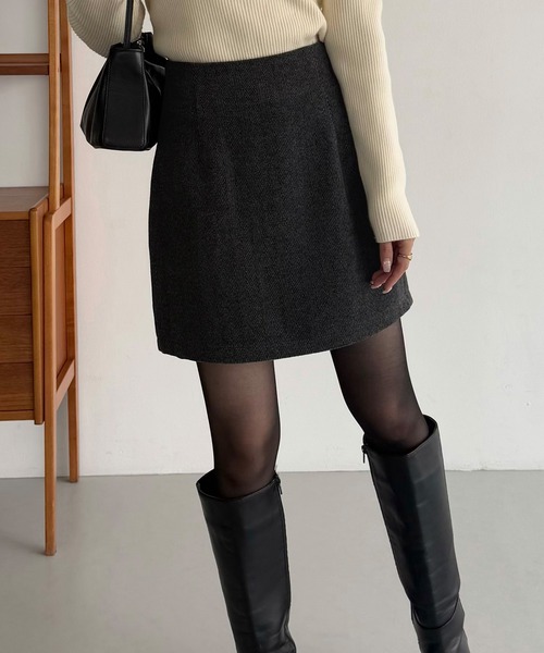 callautia(カラウティア)の「ヘリンボーン台形ミニスカート(インパンツ付)(スカート・レディース・ライトブラウン/ダークグレー/ダークブラウン・LARGE/MEDIUM/SMALL)」の15枚目の写真