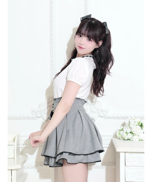 NOEMIE(ノエミー)の「ハシゴレースフロントリボンロゴ刺繍Tシャツ(Tシャツ/カットソー・レディース・ブラック/ピンク/オフホワイト・M)」の8枚目の写真