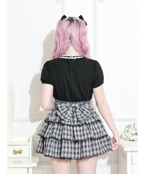 NOEMIE(ノエミー)の「ハシゴレースフロントリボンロゴ刺繍Tシャツ(Tシャツ/カットソー・レディース・ブラック/ピンク/オフホワイト・M)」の12枚目の写真