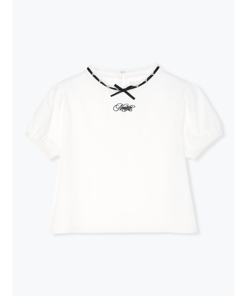 NOEMIE(ノエミー)の「ハシゴレースフロントリボンロゴ刺繍Tシャツ(Tシャツ/カットソー・レディース・ブラック/ピンク/オフホワイト・M)」の14枚目の写真