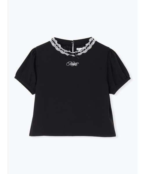 NOEMIE(ノエミー)の「ハシゴレースフロントリボンロゴ刺繍Tシャツ(Tシャツ/カットソー・レディース・ブラック/ピンク/オフホワイト・M)」の16枚目の写真
