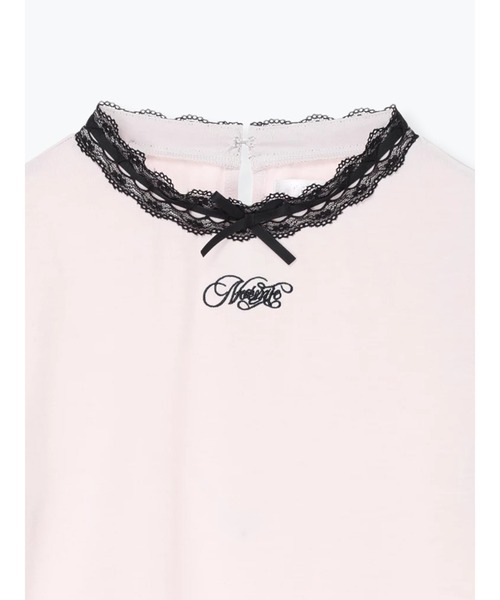 NOEMIE(ノエミー)の「ハシゴレースフロントリボンロゴ刺繍Tシャツ(Tシャツ/カットソー・レディース・ブラック/ピンク/オフホワイト・M)」の18枚目の写真