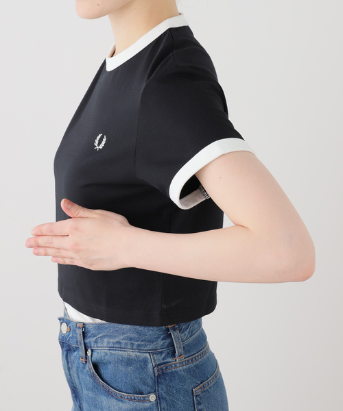 FRED PERRY(フレッドペリー)の「FRED PERRY/フレッドペリー リンガーTシャツ G9163(Tシャツ/カットソー・レディース・ブラック/ホワイト・FREE)」の5枚目の写真
