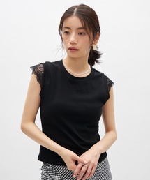 レーススリーブストレッチTシャツ