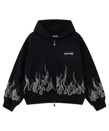 A'GEM/9 × .kom 『SUPPLIER/サプライヤー』 Fire Pattern Rhinestone Zip Hoodie/ファイヤーパターン ラインストーン ジップ パーカー