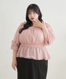 【Louiosy】【大きいサイズ】アソートシフォンシャーリングブラウス