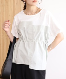 Arinomama 200g コーマ糸シルケット天竺 ビスチェ ドッキング Tシャツ 半袖