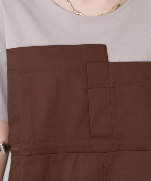 Arinomama(アリノママ)の「Arinomama 200g コーマ糸シルケット天竺 ビスチェ ドッキング Tシャツ 半袖(Tシャツ/カットソー・レディース・グレイッシュベージュ/ホワイト系/ブラック系・FREE)」の15枚目の写真
