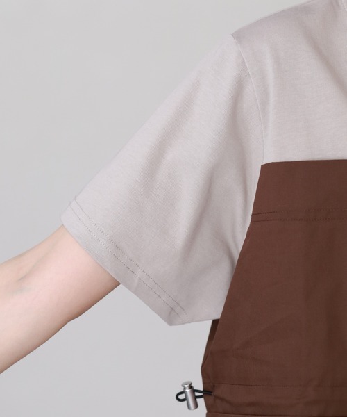 Arinomama(アリノママ)の「Arinomama 200g コーマ糸シルケット天竺 ビスチェ ドッキング Tシャツ 半袖(Tシャツ/カットソー・レディース・グレイッシュベージュ/ホワイト系/ブラック系・FREE)」の16枚目の写真