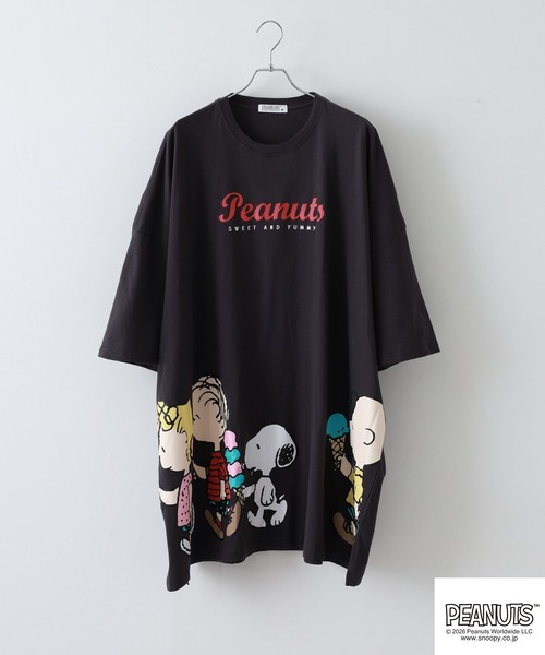 PEANUTS(ピーナッツ)の「PEANUTSプリントキング Tシャツ 半端袖(Tシャツ/カットソー・メンズ・オートミール/チャコール・FREE)」の3枚目の写真