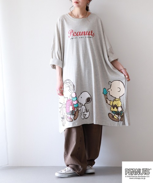PEANUTS(ピーナッツ)の「PEANUTSプリントキング Tシャツ 半端袖(Tシャツ/カットソー・メンズ・オートミール/チャコール・FREE)」の15枚目の写真