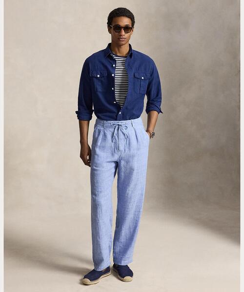 POLO RALPH LAUREN(ポロ ラルフ ローレン)の「Lateef リラックス フィット リネン パンツ(その他パンツ・メンズ・ブルー・L/S/XS)」の1枚目の写真