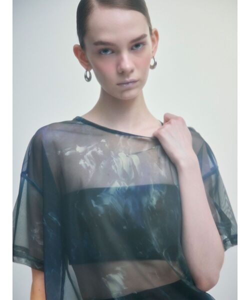 MURUA(ムルーア)の「【LIA KIMURA×MURUA】シアーTシャツ 夏服(Tシャツ/カットソー・レディース・ブルー/ブラウン・FREE)」の5枚目の写真