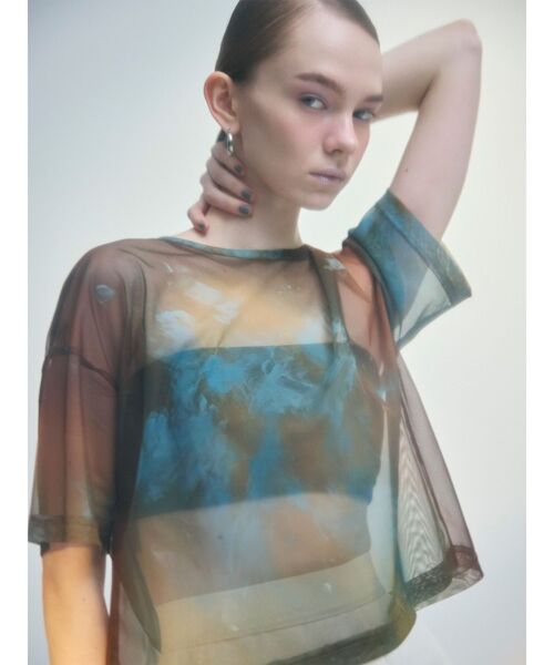 MURUA(ムルーア)の「【LIA KIMURA×MURUA】シアーTシャツ 夏服(Tシャツ/カットソー・レディース・ブルー/ブラウン・FREE)」の9枚目の写真