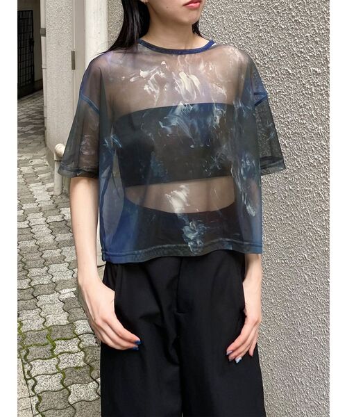 MURUA(ムルーア)の「【LIA KIMURA×MURUA】シアーTシャツ 夏服(Tシャツ/カットソー・レディース・ブルー/ブラウン・FREE)」の14枚目の写真