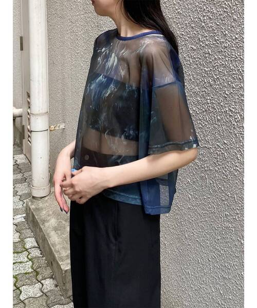 MURUA(ムルーア)の「【LIA KIMURA×MURUA】シアーTシャツ 夏服(Tシャツ/カットソー・レディース・ブルー/ブラウン・FREE)」の16枚目の写真