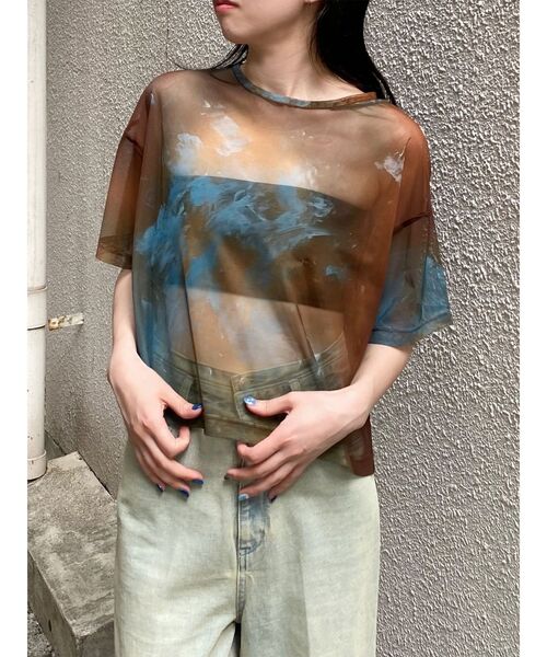 MURUA(ムルーア)の「【LIA KIMURA×MURUA】シアーTシャツ 夏服(Tシャツ/カットソー・レディース・ブルー/ブラウン・FREE)」の22枚目の写真