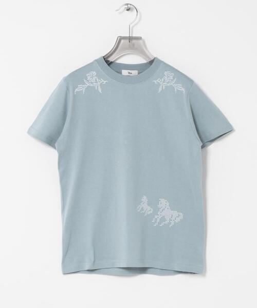 URBAN RESEARCH(アーバンリサーチ)の「Teya CROSS-STITCH T-SHIRTS(Tシャツ/カットソー・レディース・ベージュ/ブルー・FREE)」の2枚目の写真