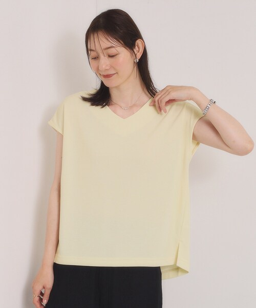 ITS'DEMO(イッツデモ)の「【冷感/速乾】Vネックカットプルオーバー(Tシャツ/カットソー・レディース・サックスブルー/ブラック/ブルーグリーン/ライトグリーン/ブルー/オフホワイト/ピンク系/ライトイエロー系・00)」の7枚目の写真