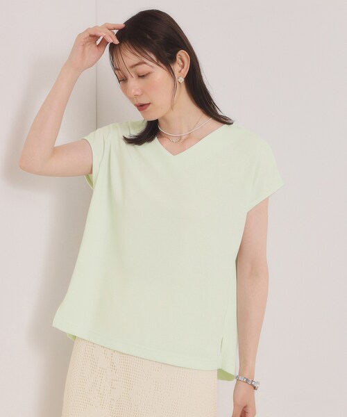 ITS'DEMO(イッツデモ)の「【冷感/速乾】Vネックカットプルオーバー(Tシャツ/カットソー・レディース・サックスブルー/ブラック/ブルーグリーン/ライトグリーン/ブルー/オフホワイト/ピンク系/ライトイエロー系・00)」の3枚目の写真