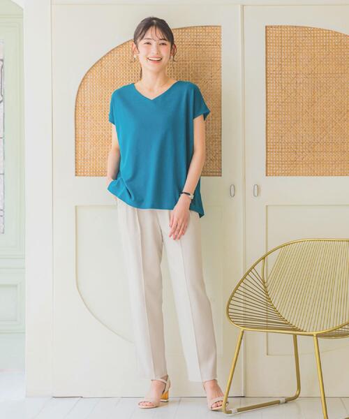 ITS'DEMO(イッツデモ)の「【冷感/速乾】Vネックカットプルオーバー(Tシャツ/カットソー・レディース・サックスブルー/ブラック/ブルーグリーン/ライトグリーン/ブルー/オフホワイト/ピンク系/ライトイエロー系・00)」の19枚目の写真