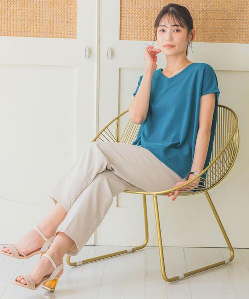 ITS'DEMO(イッツデモ)の「【冷感/速乾】Vネックカットプルオーバー(Tシャツ/カットソー・レディース・サックスブルー/ブラック/ブルーグリーン/ライトグリーン/ブルー/オフホワイト/ピンク系/ライトイエロー系・00)」の20枚目の写真