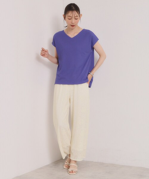 ITS'DEMO(イッツデモ)の「【冷感/速乾】Vネックカットプルオーバー(Tシャツ/カットソー・レディース・サックスブルー/ブラック/ブルーグリーン/ライトグリーン/ブルー/オフホワイト/ピンク系/ライトイエロー系・00)」の9枚目の写真