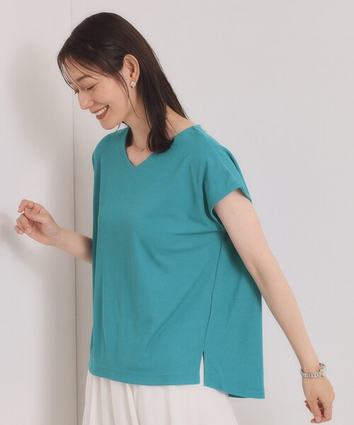 ITS'DEMO(イッツデモ)の「【冷感/速乾】Vネックカットプルオーバー(Tシャツ/カットソー・レディース・サックスブルー/ブラック/ブルーグリーン/ライトグリーン/ブルー/オフホワイト/ピンク系/ライトイエロー系・00)」の11枚目の写真