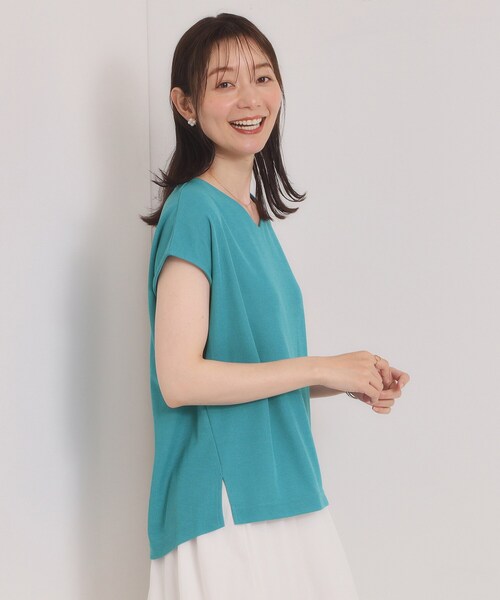 ITS'DEMO(イッツデモ)の「【冷感/速乾】Vネックカットプルオーバー(Tシャツ/カットソー・レディース・サックスブルー/ブラック/ブルーグリーン/ライトグリーン/ブルー/オフホワイト/ピンク系/ライトイエロー系・00)」の12枚目の写真