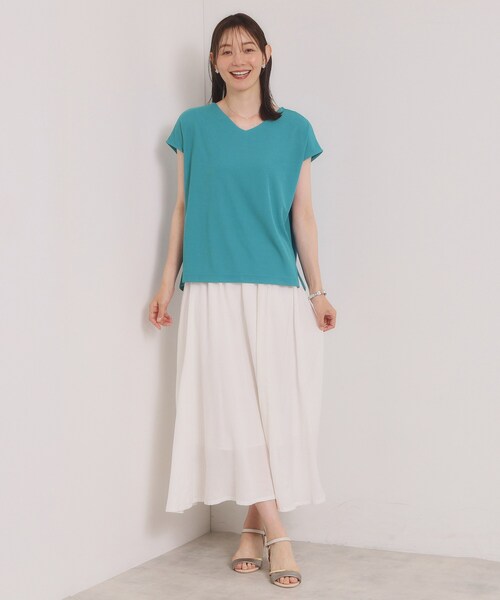 ITS'DEMO(イッツデモ)の「【冷感/速乾】Vネックカットプルオーバー(Tシャツ/カットソー・レディース・サックスブルー/ブラック/ブルーグリーン/ライトグリーン/ブルー/オフホワイト/ピンク系/ライトイエロー系・00)」の13枚目の写真