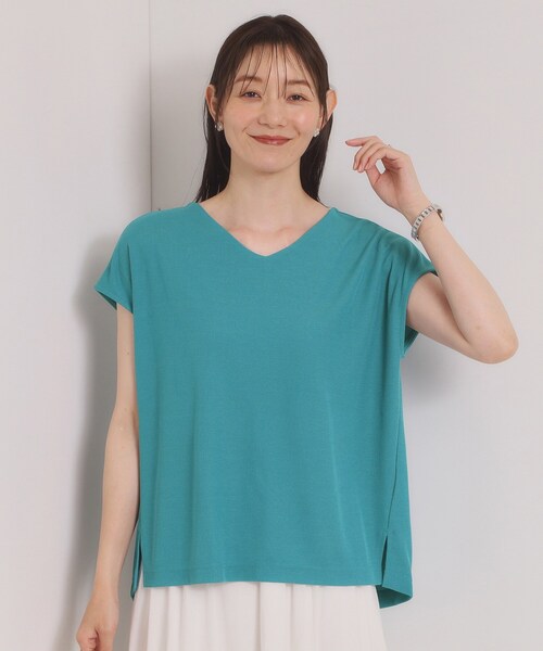 ITS'DEMO(イッツデモ)の「【冷感/速乾】Vネックカットプルオーバー(Tシャツ/カットソー・レディース・サックスブルー/ブラック/ブルーグリーン/ライトグリーン/ブルー/オフホワイト/ピンク系/ライトイエロー系・00)」の15枚目の写真