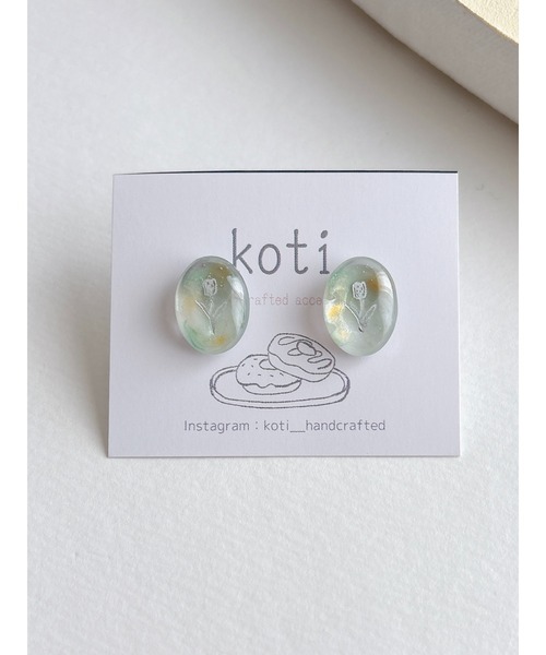 koti handcrafted】【koti】Hellä mist oval ピアス(MA)（ピアス