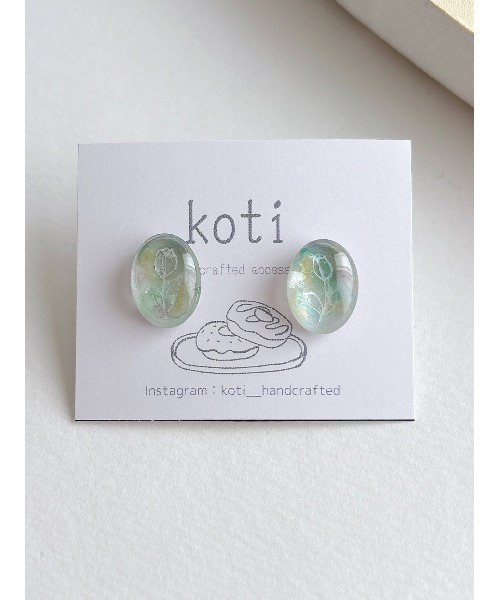 koti handcrafted】【koti】Hellä mist oval ピアス(MA)（ピアス