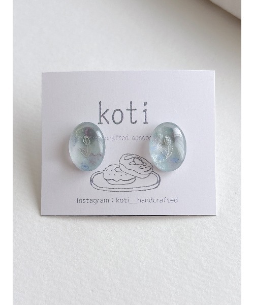 tone(トーン)の「【koti】Hella mist oval ピアス(MA)(ピアス(両耳用)・レディース・ブルー系1/グリーン系1/ブルー系2/パープル系1/パープル系2/グリーン系2/パープル系3・FREE)」の3枚目の写真