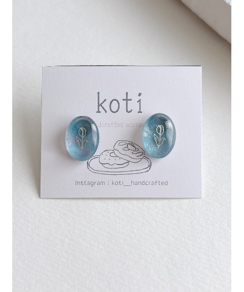 tone(トーン)の「【koti】Hella mist oval ピアス(MA)(ピアス(両耳用)・レディース・ブルー系1/グリーン系1/ブルー系2/パープル系1/パープル系2/グリーン系2/パープル系3・FREE)」の4枚目の写真