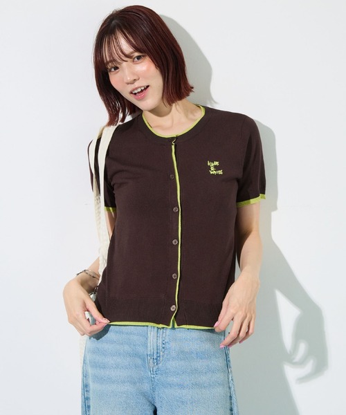 ABYS(アビス)の「配色シアーカーディガン(Tシャツ/カットソー・レディース・ピンク/ネイビー/ライトイエロー/ブラウン・FREE)」の2枚目の写真