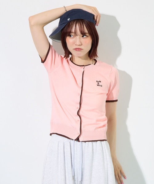 ABYS(アビス)の「配色シアーカーディガン(Tシャツ/カットソー・レディース・ピンク/ネイビー/ライトイエロー/ブラウン・FREE)」の4枚目の写真