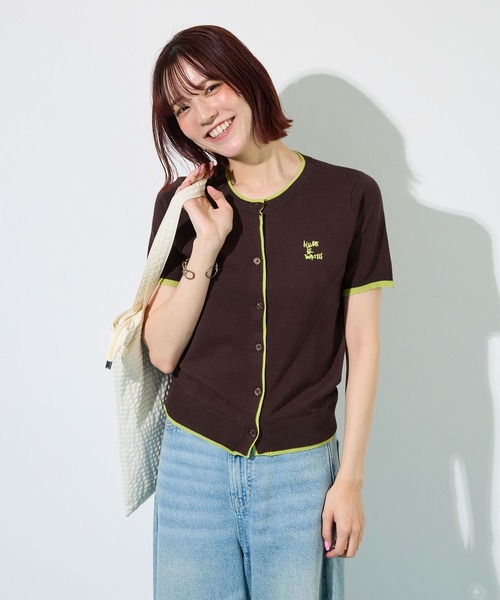 ABYS(アビス)の「配色シアーカーディガン(Tシャツ/カットソー・レディース・ピンク/ネイビー/ライトイエロー/ブラウン・FREE)」の5枚目の写真