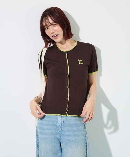 ABYS(アビス)の「配色シアーカーディガン(Tシャツ/カットソー・レディース・ピンク/ネイビー/ライトイエロー/ブラウン・FREE)」の6枚目の写真