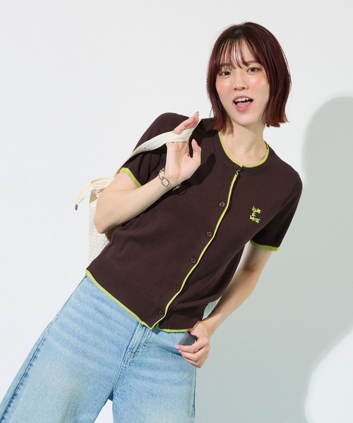 ABYS(アビス)の「配色シアーカーディガン(Tシャツ/カットソー・レディース・ピンク/ネイビー/ライトイエロー/ブラウン・FREE)」の7枚目の写真