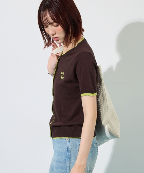 ABYS(アビス)の「配色シアーカーディガン(Tシャツ/カットソー・レディース・ピンク/ネイビー/ライトイエロー/ブラウン・FREE)」の9枚目の写真
