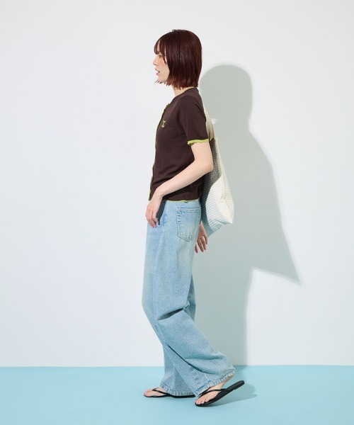 ABYS(アビス)の「配色シアーカーディガン(Tシャツ/カットソー・レディース・ピンク/ネイビー/ライトイエロー/ブラウン・FREE)」の13枚目の写真