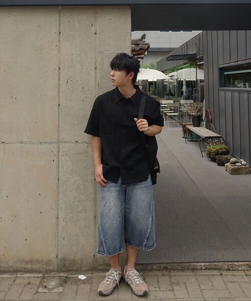 MINDBRIDGE（マインドブリッジ）の「[COUTURE]ワッフル生地ポケットセミオーバーフィット半袖シャツ（シャツ/ブラウス・メンズ・ブラック・100/110/95/105）」の13枚目の写真