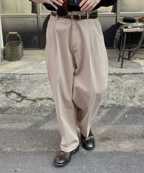 WESTBOY(ウエストボーイ)の「Y2K タック テーパードパンツ WO26W1PT02(スラックス・メンズ・ブラック/ベージュ・XL/M/L)」の1枚目の写真