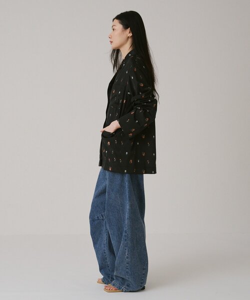 Omekashi(オメカシ)の「【セットアップ可能/花柄・無地】花柄刺繍シャツジャケット(シャツ/ブラウス・レディース・ベージュ/ブラック・FREE)」の12枚目の写真