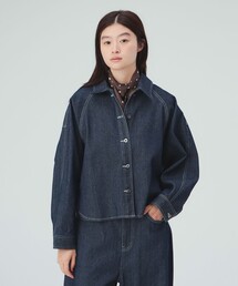 ジャカード ストライプ デニム ジャケット