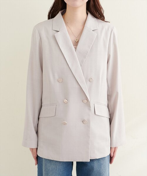 natural couture(ナチュラルクチュール)の「【sherbet line】UV接触冷感 金釦べこべこテーラージャケット(テーラードジャケット・レディース・ライトグレー/ネイビー/ブラウン/ライトベージュ・FREE)」の9枚目の写真